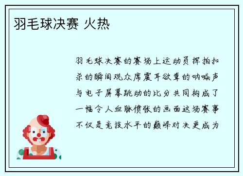 羽毛球决赛 火热