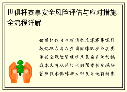 世俱杯赛事安全风险评估与应对措施全流程详解